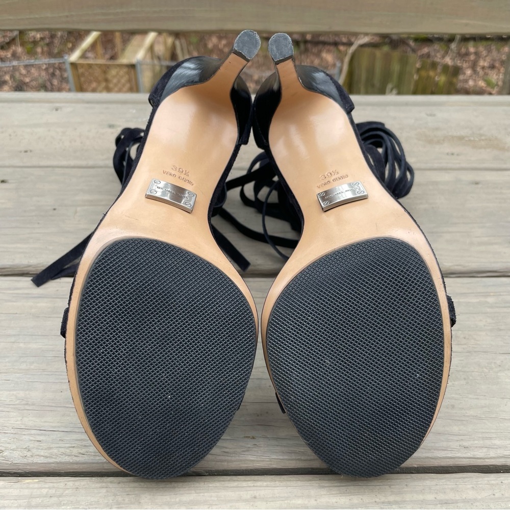 Michael Kors Daphne Black Fringe Platform Open Toe Stiletto Sandals Shoes 39.5 - Picture 15 of 16